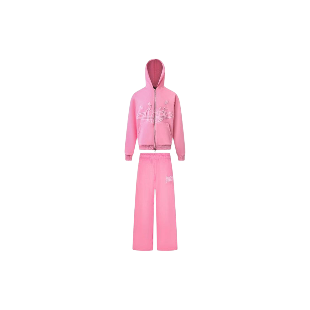 BROKEN PLANET ZIP UP AND PANTS SET PINK