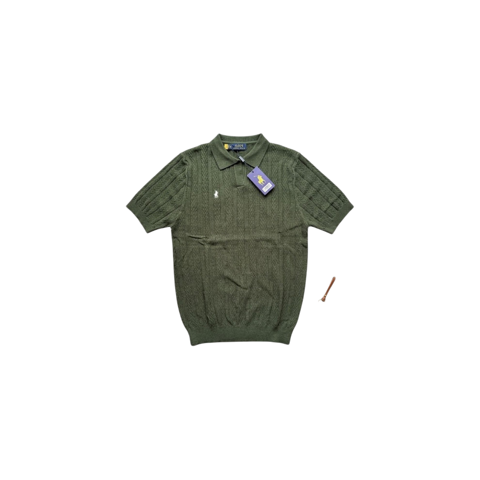 Polo Ralph Lauren Cropped cable-knit Polo Shirt Green