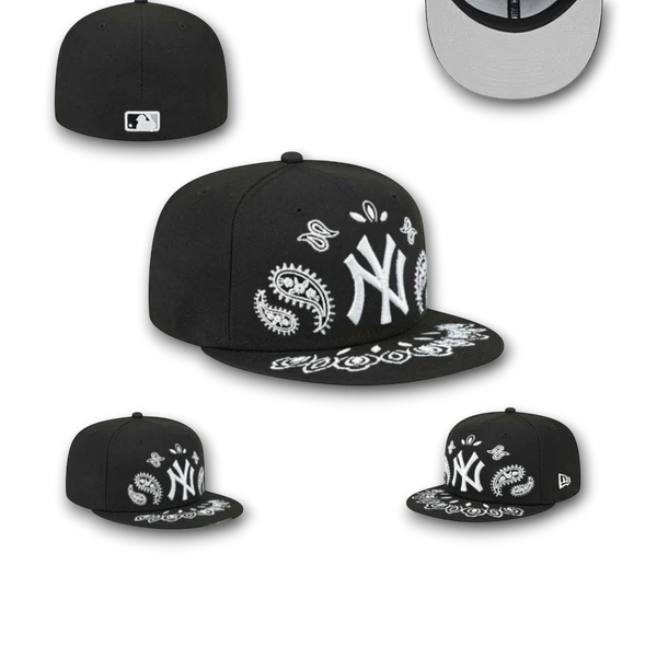 New Era New York Yankees MLB Black White Paisley Snapback Cap Baseball Hat