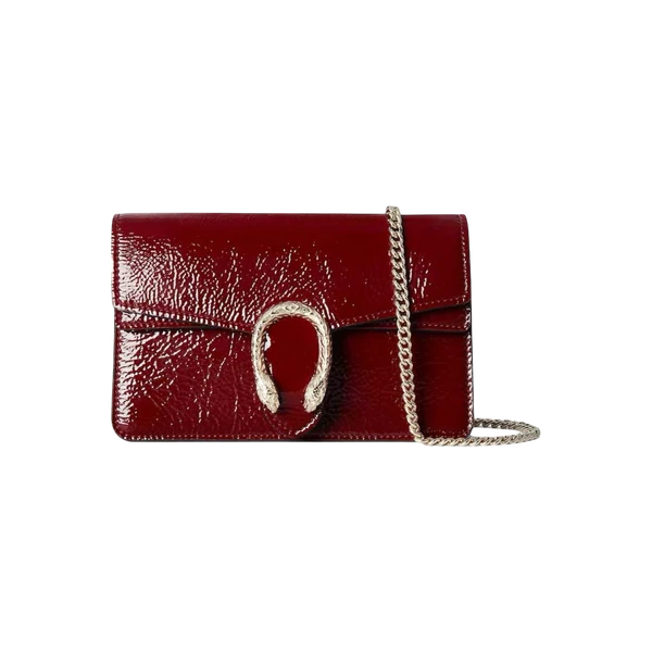Gucci Dionysus Super Mini Bag Rosso Ancora in Patent Leather