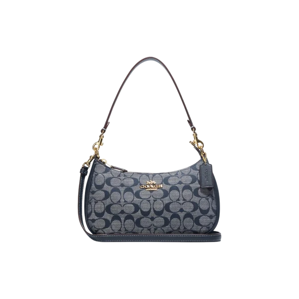 Coach Blue Canvas and Leather Teri Shoulder Bag Coach