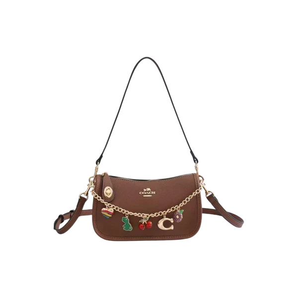 Coach Brown Charm Chain Shoulder Bag