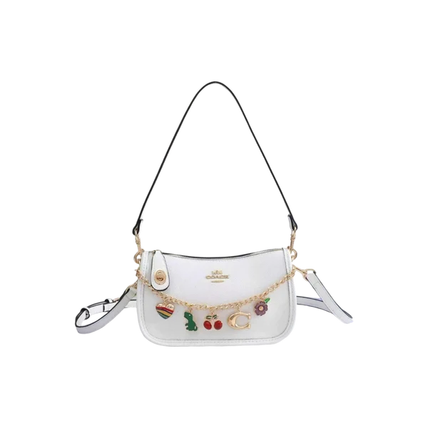 Coach White Charm Chain Shoulder Bag