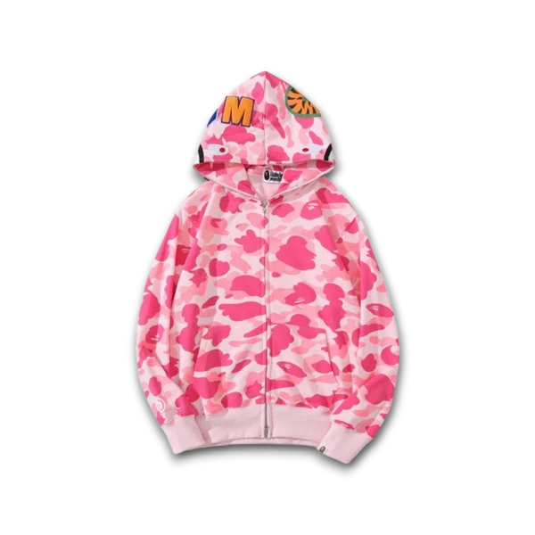 Bape Zip Up Hoodie Pink