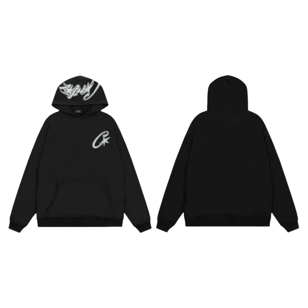 Corteiz Satin C Star Appliqué Hoodie Black