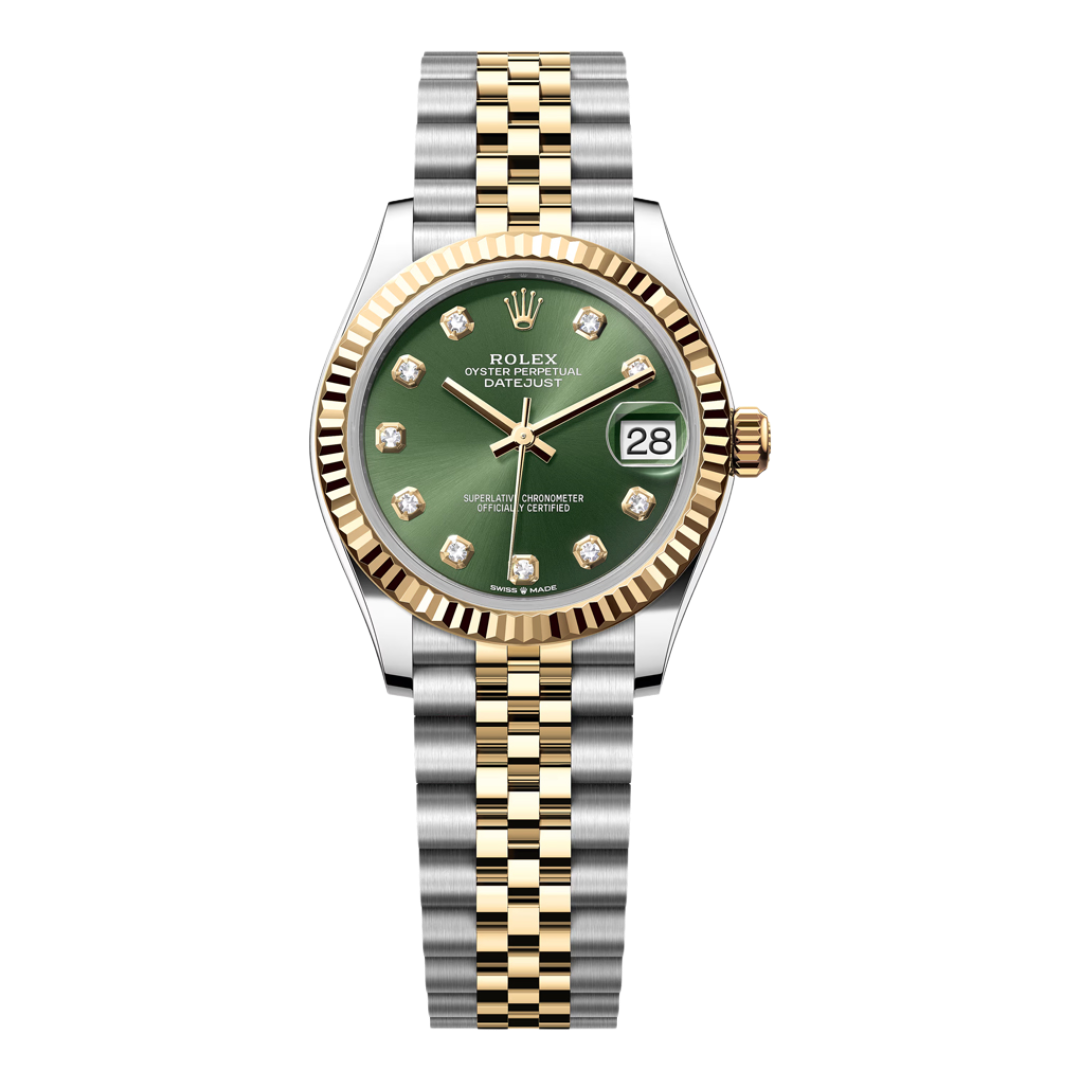 Rolex Datejust 31mm Steel and Yellow Gold Floral Green Diamond Dial Jubilee Bracelet