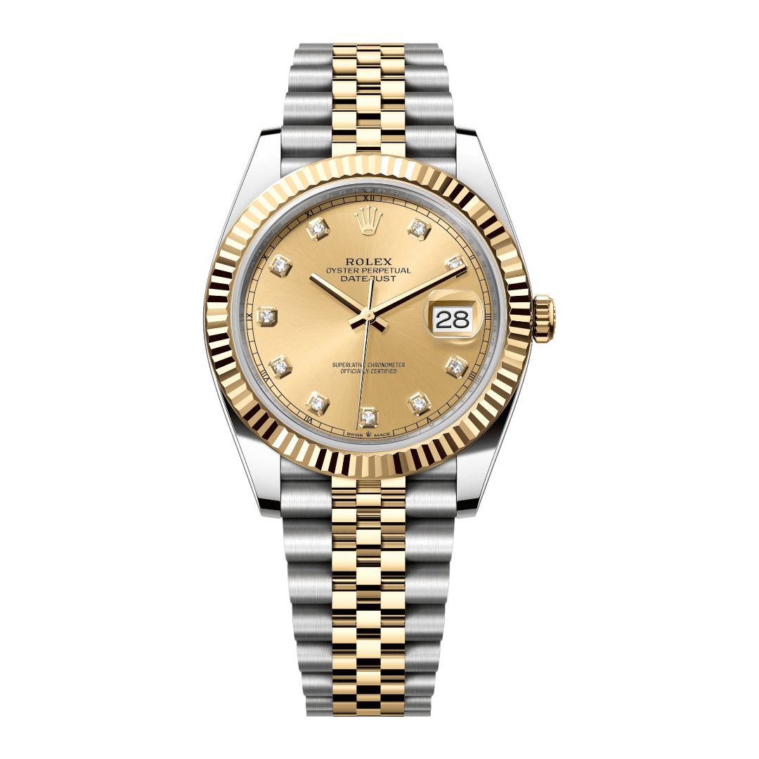 Rolex Datejust 41mm Steel & Yellow Gold Champagne Diamond Dial Jubilee Bracelet