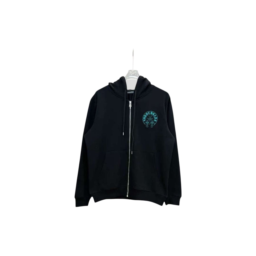 Chrome Hearts Horseshoe Floral Zip Up Hoodie
