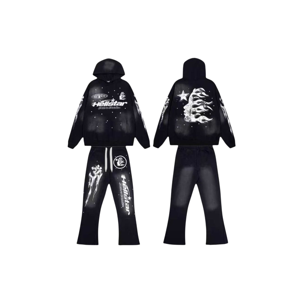 Hellstar Flare Black Flame Broek Hoodie Set