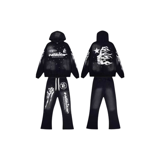 Hellstar Flare Black Flame Broek Hoodie Set