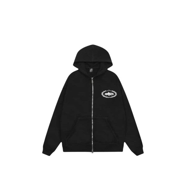corteiz zip up black