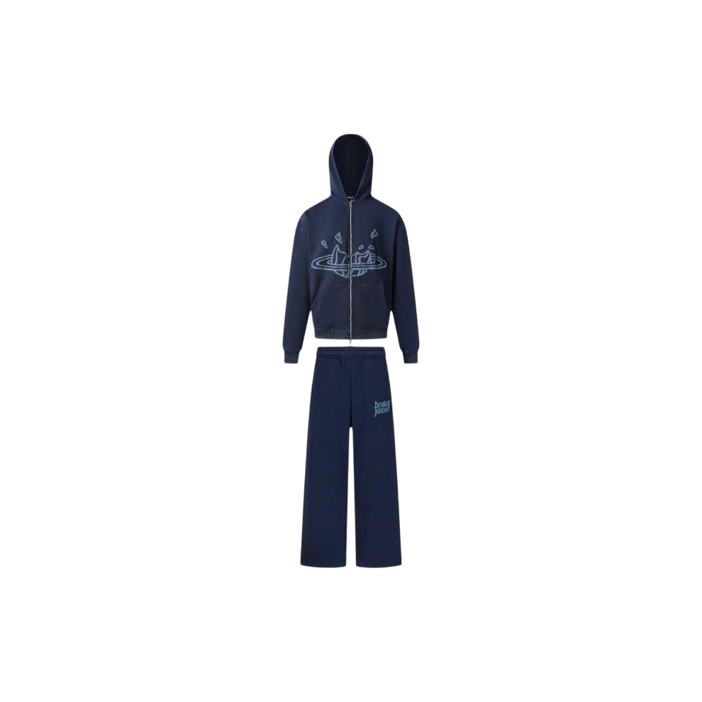 BROKEN PLANET ZIP UP AND PANTS SET NAVY BLUE