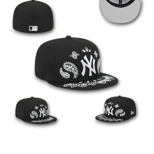 New Era New York Yankees MLB Black White Paisley Snapback Cap Baseball Hat