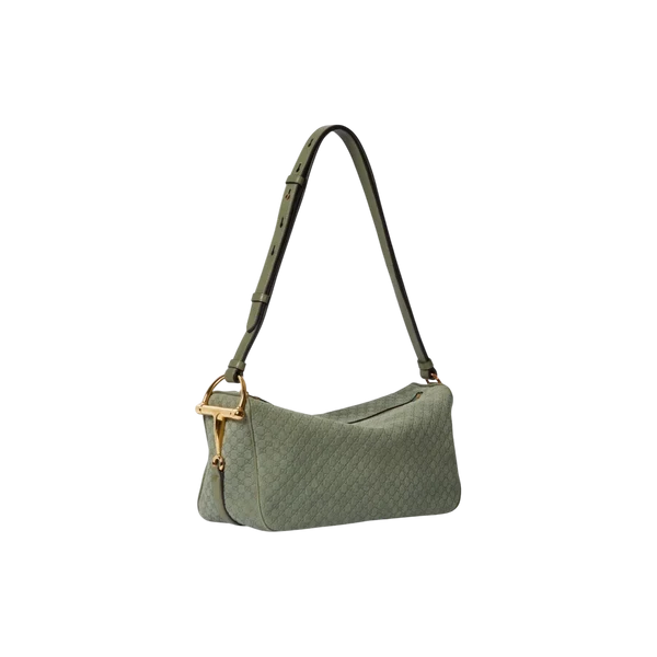 Gucci Half Horsebit medium shoulder bag in sage green GG