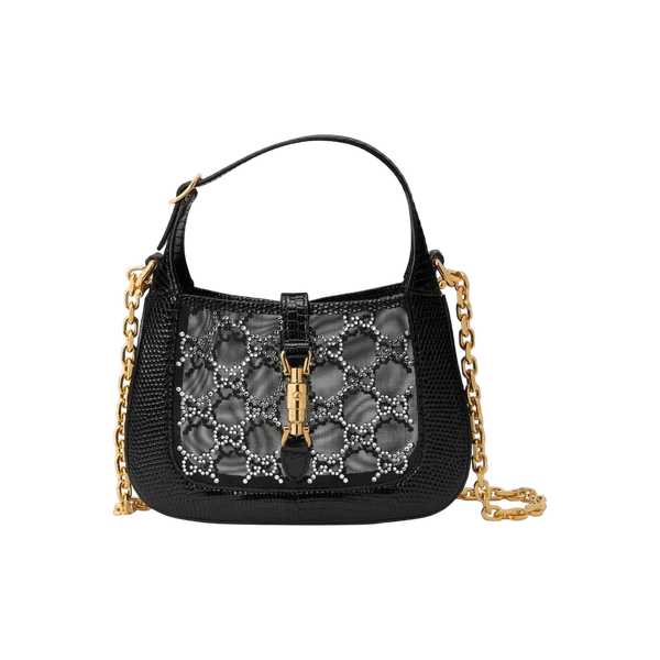 Jackie 1961 mini lizard shoulder bag in black