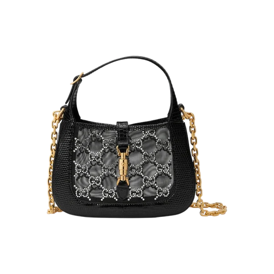 Jackie 1961 mini lizard shoulder bag in black