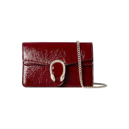 Gucci Dionysus Super Mini Bag Rosso Ancora in Patent Leather