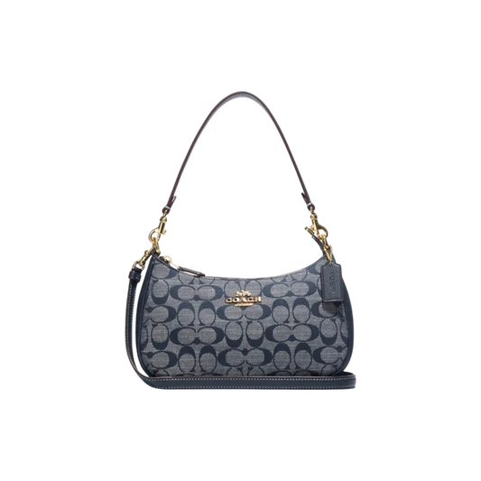 Coach Blue Canvas and Leather Teri Shoulder Bag Coach