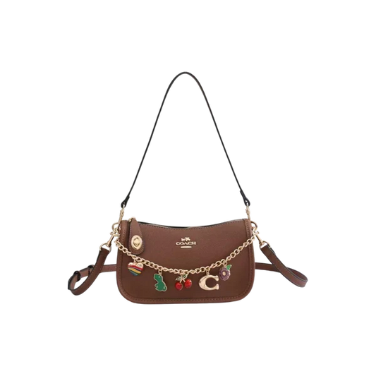 Coach Brown Charm Chain Shoulder Bag