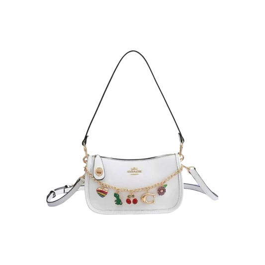 Coach White Charm Chain Shoulder Bag