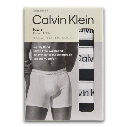 CALVIN KLEIN Stretch-Cotton Icon Boxer Briefs (Pack of 3)